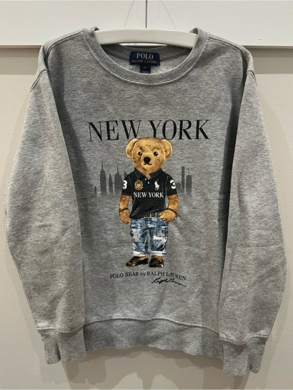 Polo Ralph Lauren Polo kids Bear New York Fleece Sweatshirt Gray & Black Small